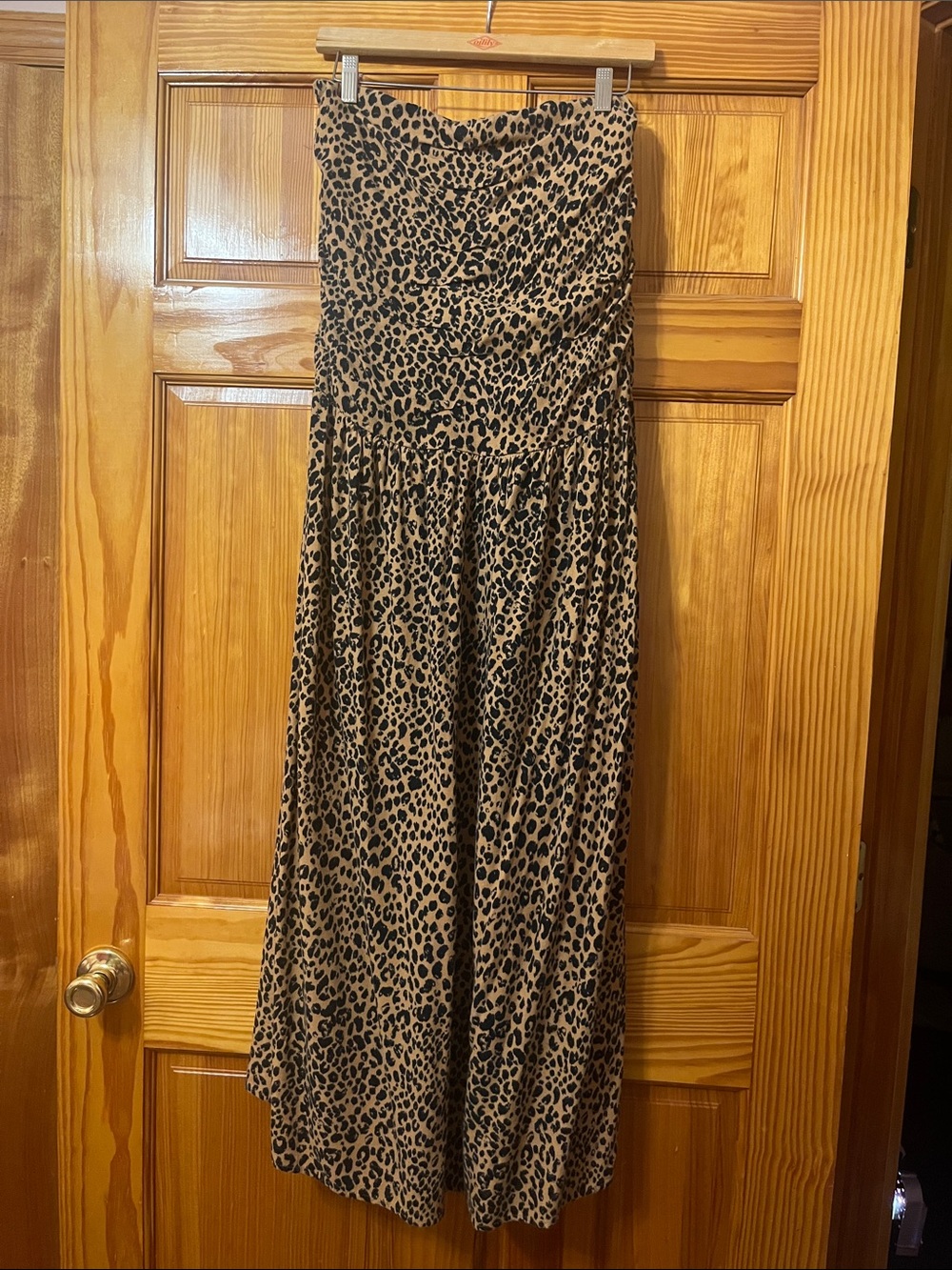 Leopard Print strapless Maxi Dress